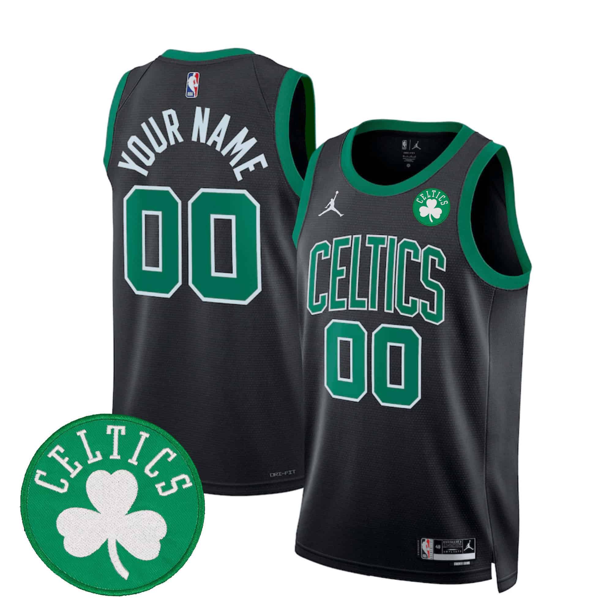 Men Boston Celtics Black 2024 Swingman Custom NBA Jersey